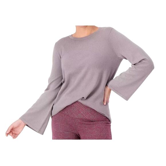 Belle by Kim Gravel Sweaters - Belle by Kim Gravel Feather Knit Bracelet Sleeve Sweater Frost Gray Size M NWOT